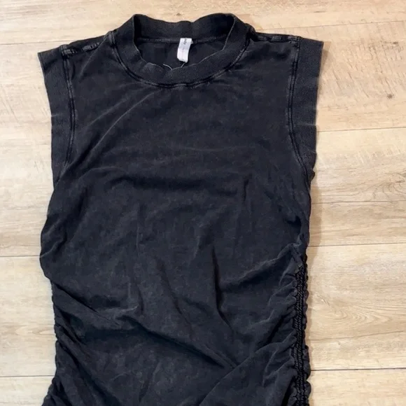 Anthropologie Daily Practice Sleeveless Ruched Faded Black Dress Size XL - Picture 4 of 8